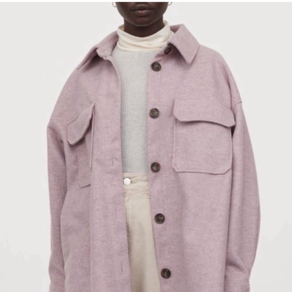 H&M Lavender Lilac Faux Wool Shacket Shirt Jacket Spring Jacket